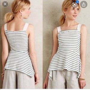 Green & White Striped Anthropologie Peplum Top
